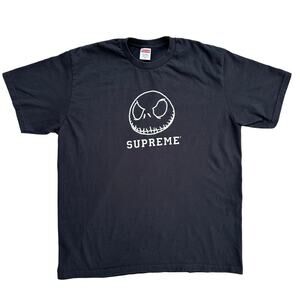 Supreme XL Black Skeleton Jack Skellington Authentic Crew Men's T-Shirt